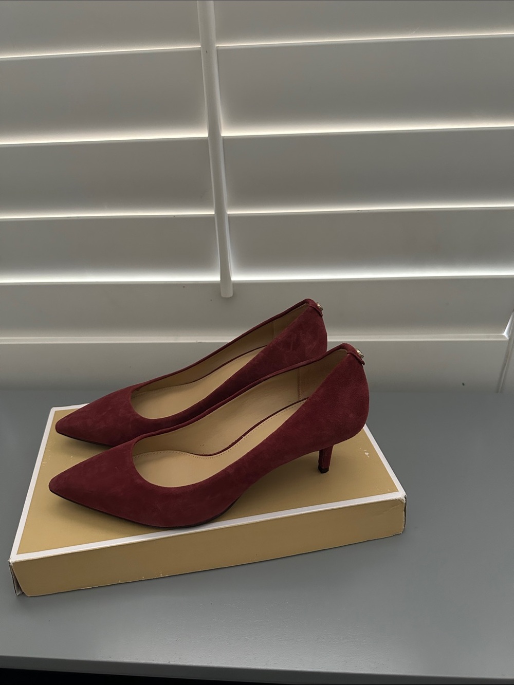 Michael Kors Wine Suede Pointed-Toe Kitten Heels - Picture 4 of 4